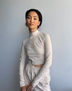 Adidas Women's Swarovski Long Sleeve T-Shirt Halo Ivory