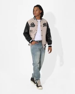 Saint Morta Graveyard Varsity Jacket Stone/Black -Culture kings 02036170 YS587 mens 0030