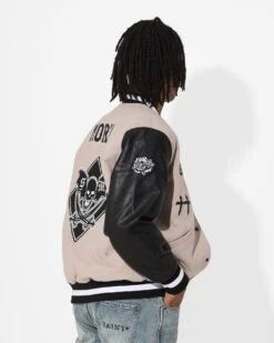Saint Morta Graveyard Varsity Jacket Stone/Black -Culture kings 02036170 YS587 mens 0060