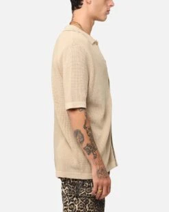 XXIII Zyair Knit Rib Button Up Shirt Tan 11 XXIII Zyair Knit Rib Button Up Shirt Tan -Culture kings 02036262 YT001 mens 00040