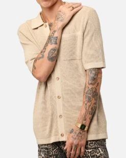 XXIII Zyair Knit Rib Button Up Shirt Tan 13 XXIII Zyair Knit Rib Button Up Shirt Tan -Culture kings 02036262 YT001 mens 00060