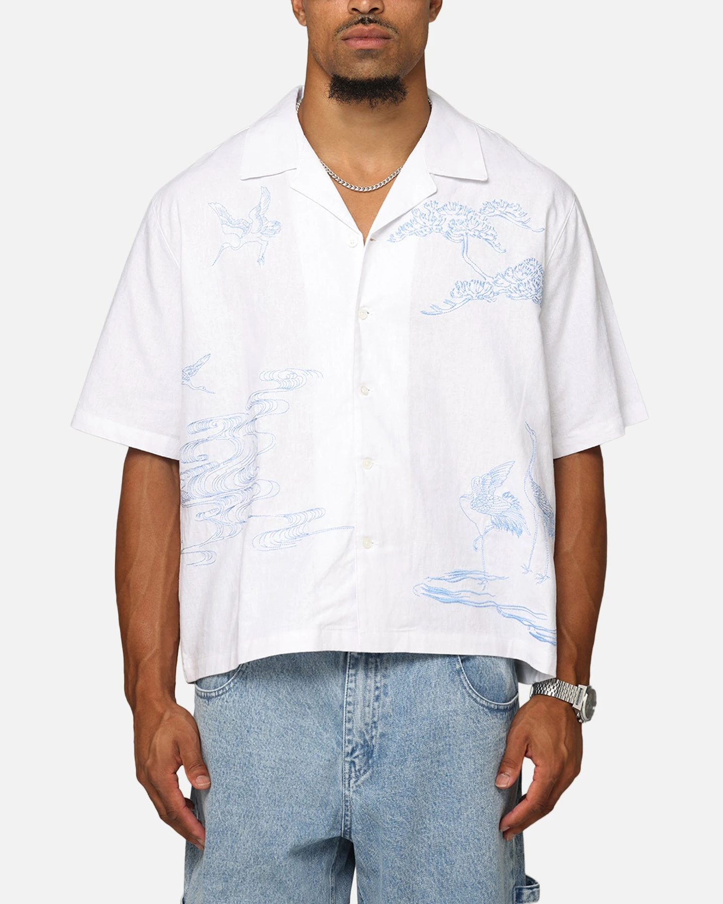 Carre Crane Button Up Shirt White/Light Blue 3 Carre Crane Button Up Shirt White/Light Blue