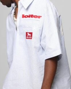 Loiter Rodeo Quarter Zip Up Shirt Blue Pin Stripe 16 Loiter Rodeo Quarter Zip Up Shirt Blue Pin Stripe -Culture kings 02051724 YB469 mens 00070