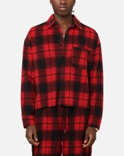 XXIII Plaid Long Sleeve Overshirt Red