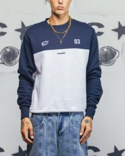 Carre Trainer Oversized Panelled Crewneck Blue/White