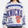 Mitchell & Ness New York Knicks Letterform Crewneck Grey Marle/Official Team Color -Culture kings 02053151 YG116 womens 0010