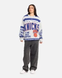 Mitchell & Ness New York Knicks Letterform Crewneck Grey Marle/Official Team Color -Culture kings 02053151 YG116 womens 0020