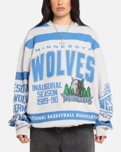 Mitchell & Ness Minnesota Timberwolves Letterform Crewneck Grey Marle/Official Team Color