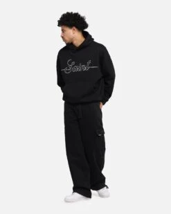 Saint Morta Cursive Boxy Hoodie Black -Culture kings 02053432 YB001 mens 0030