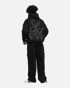 Saint Morta Cursive Boxy Hoodie Black -Culture kings 02053432 YB001 mens 0040