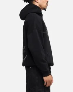 Saint Morta Cursive Boxy Hoodie Black -Culture kings 02053432 YB001 mens 0050