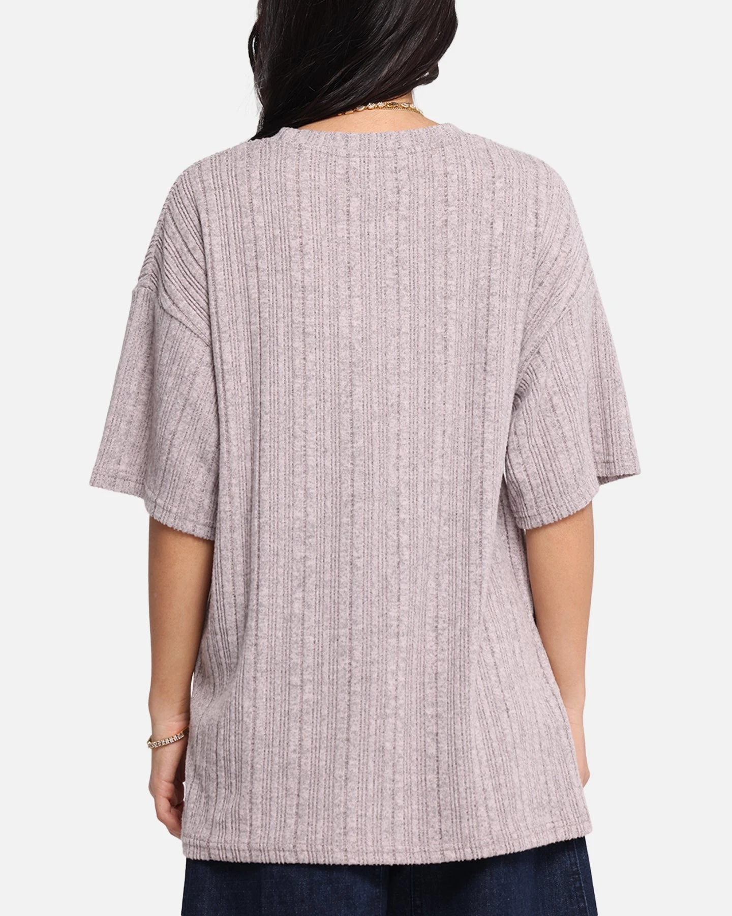 XXIII Rib Knit T-Shirt Pink Marle 5 XXIII Rib Knit T-Shirt Pink Marle - Image 3