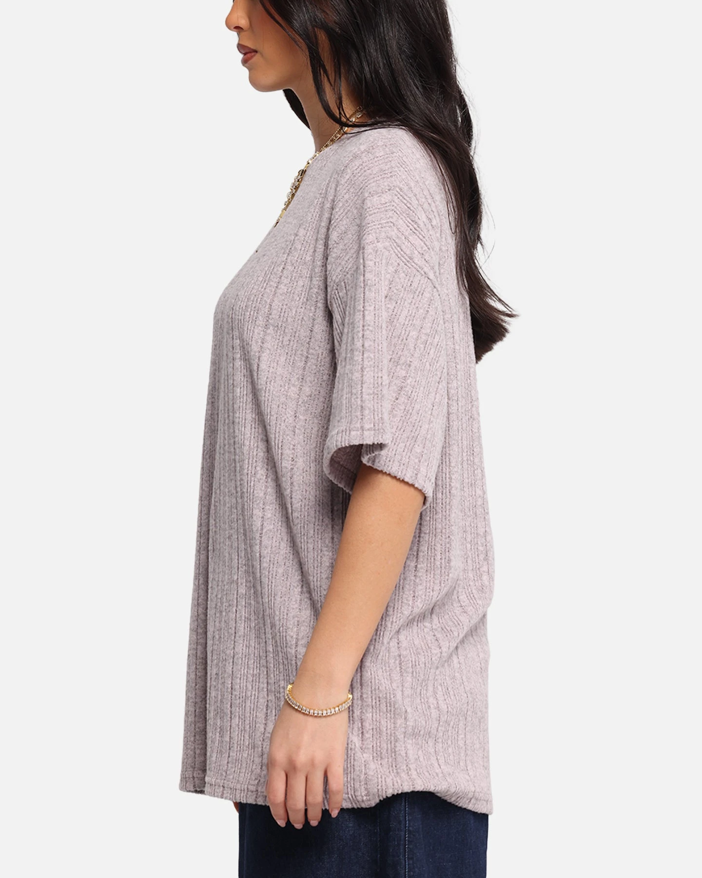 XXIII Rib Knit T-Shirt Pink Marle 7 XXIII Rib Knit T-Shirt Pink Marle - Image 5