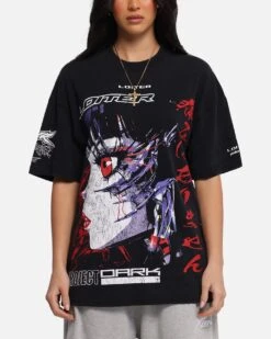 Loiter Cybernetics Vintage T-Shirt Black Acidwash