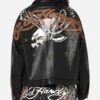 Ed Hardy Women's Vegan Leather Bomber Jacket Black 1 Ed Hardy Women's Vegan Leather Bomber Jacket Black -Culture kings 02053827 YB001 womens 0010