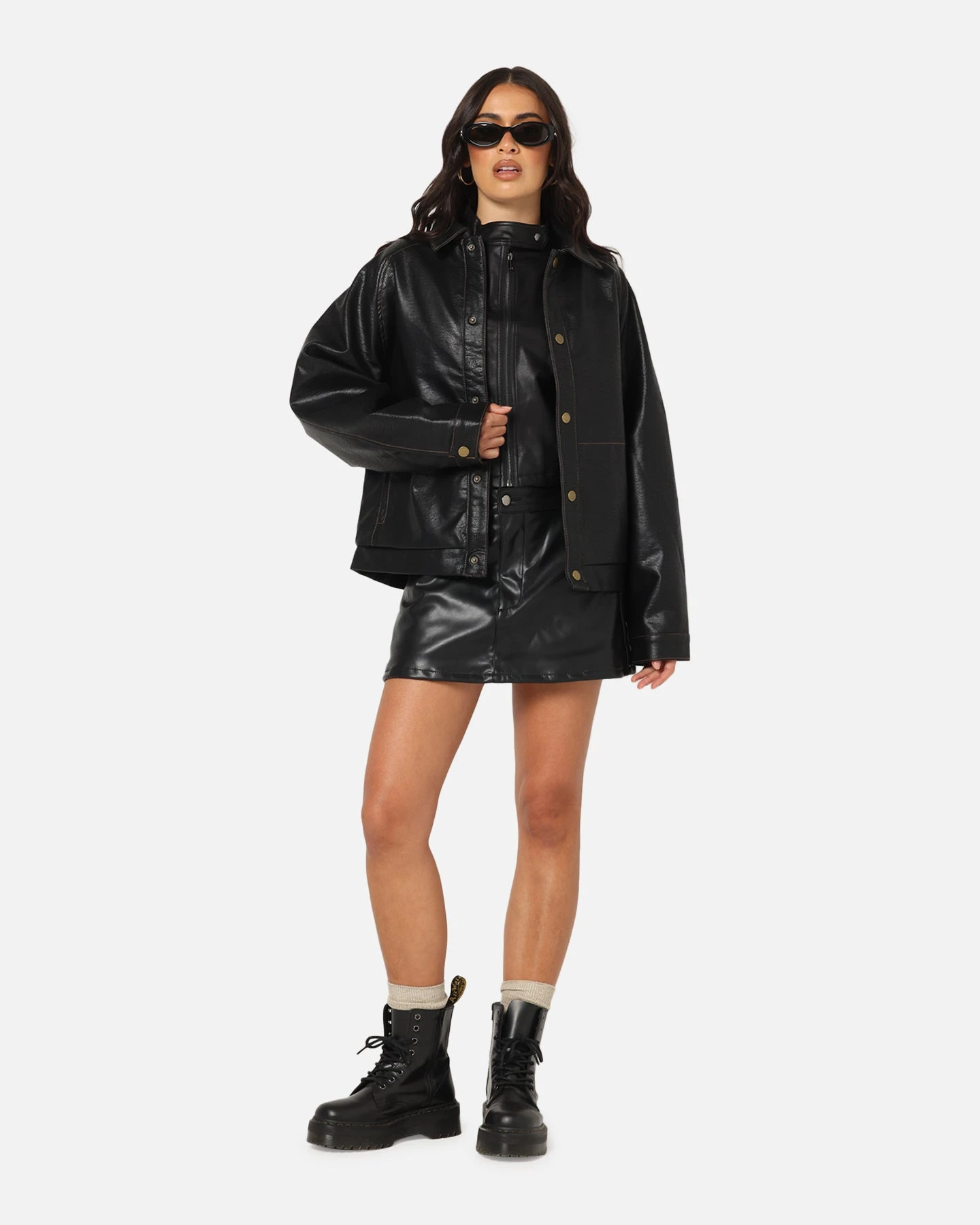 Ed Hardy Women's Vegan Leather Bomber Jacket Black 6 Ed Hardy Women's Vegan Leather Bomber Jacket Black - Image 4