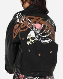 Ed Hardy Women's Vegan Leather Bomber Jacket Black 16 Ed Hardy Women's Vegan Leather Bomber Jacket Black -Culture kings 02053827 YB001 womens 0070