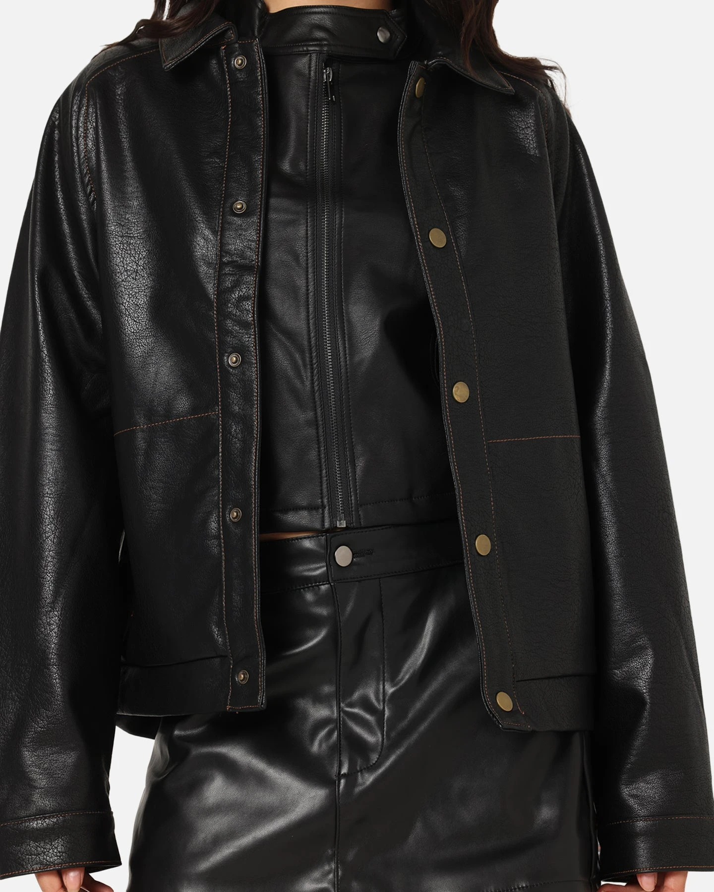 Ed Hardy Women's Vegan Leather Bomber Jacket Black 10 Ed Hardy Women's Vegan Leather Bomber Jacket Black - Image 8