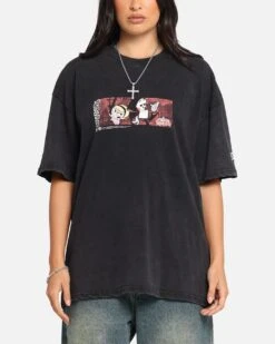 73 Studio X Cartoon Network Bill & Mandy Box Logo Vintage T-Shirt Black Acidwash