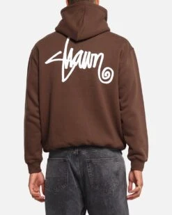 S Double Shawn Script Hoodie Chocolate