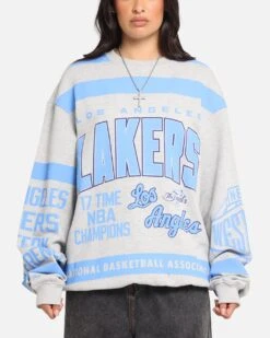Mitchell & Ness Los Angeles Lakers Letterform Crewneck Grey Marle