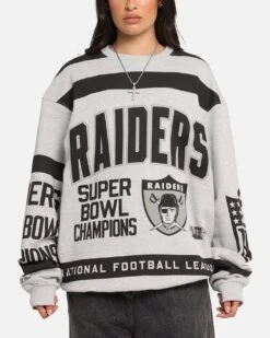 Mitchell & Ness Las Vegas Raiders Letterform Crewneck Grey Marle/Official Team Color