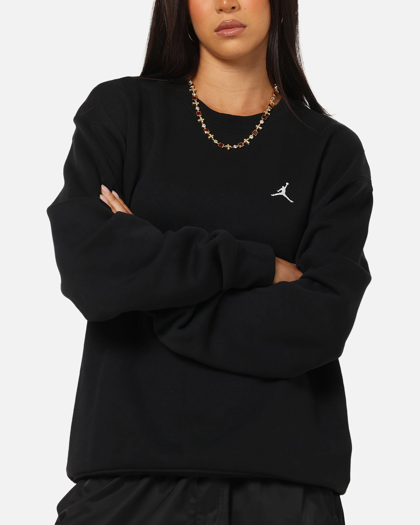 Jordan Brooklyn Fleece Crewneck Black/White 8 Jordan Brooklyn Fleece Crewneck Black/White - Image 6