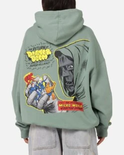 73 Studio Marvel Fantastic Four Doctor Doom Villain Hoodie Washed Green