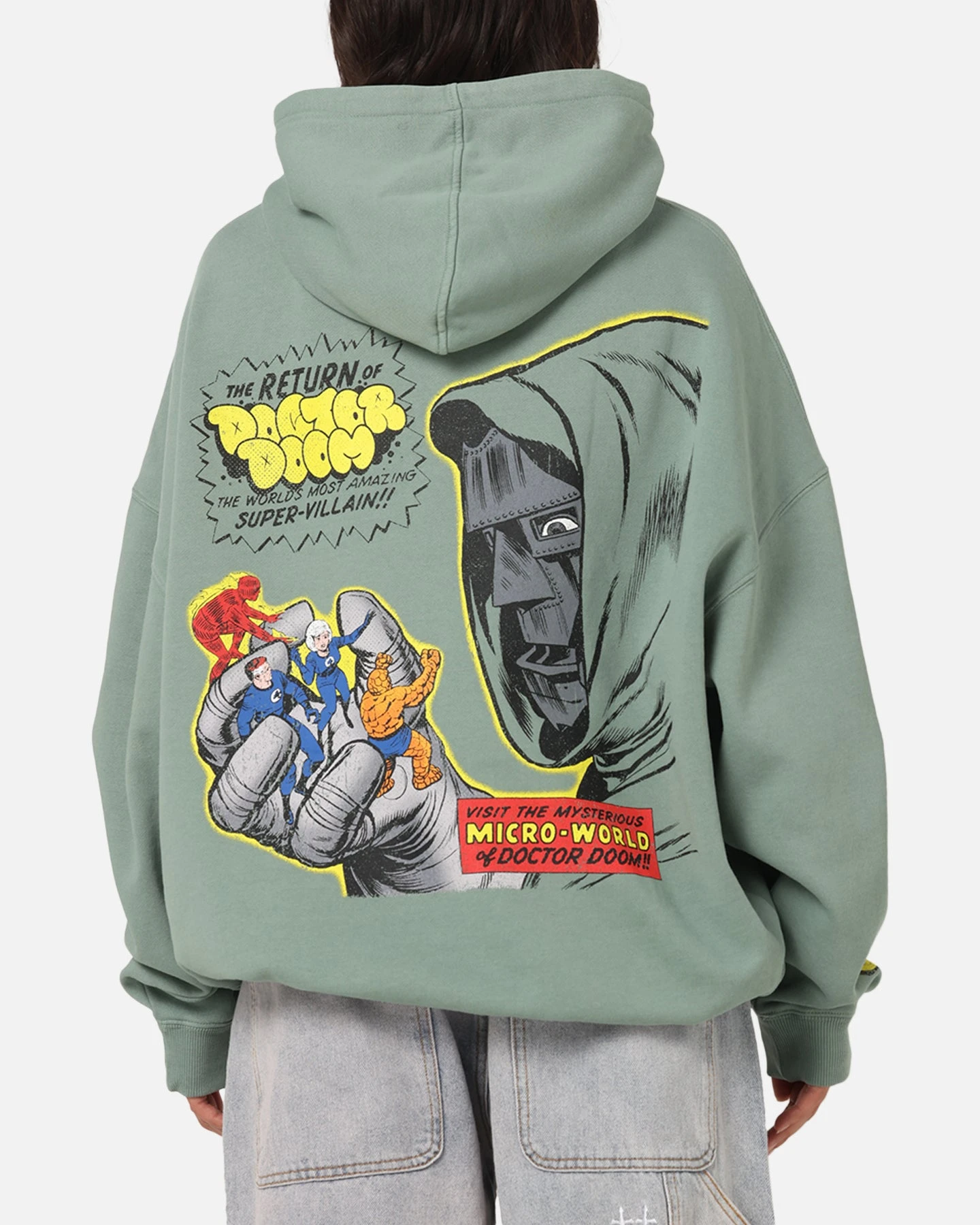 73 Studio Marvel Fantastic Four Doctor Doom Villain Hoodie Washed Green 3 73 Studio Marvel Fantastic Four Doctor Doom Villain Hoodie Washed Green