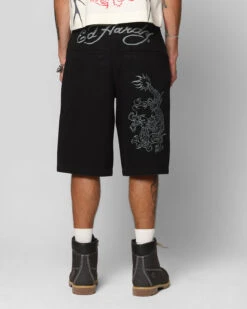 Ed Hardy Dragon Jorts Black