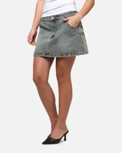 Ed Hardy Women's Flora Denim Mini Skirt Dirty Blue 15 Ed Hardy Women's Flora Denim Mini Skirt Dirty Blue -Culture kings 03013208 YE178 womens 00060