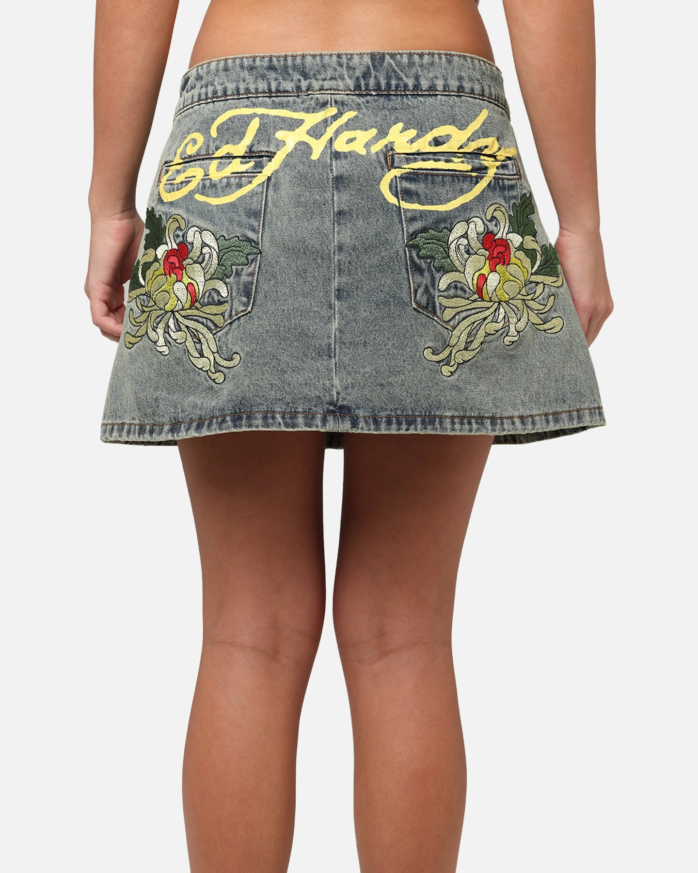 Ed Hardy Women's Flora Denim Mini Skirt Dirty Blue 9 Ed Hardy Women's Flora Denim Mini Skirt Dirty Blue - Image 7