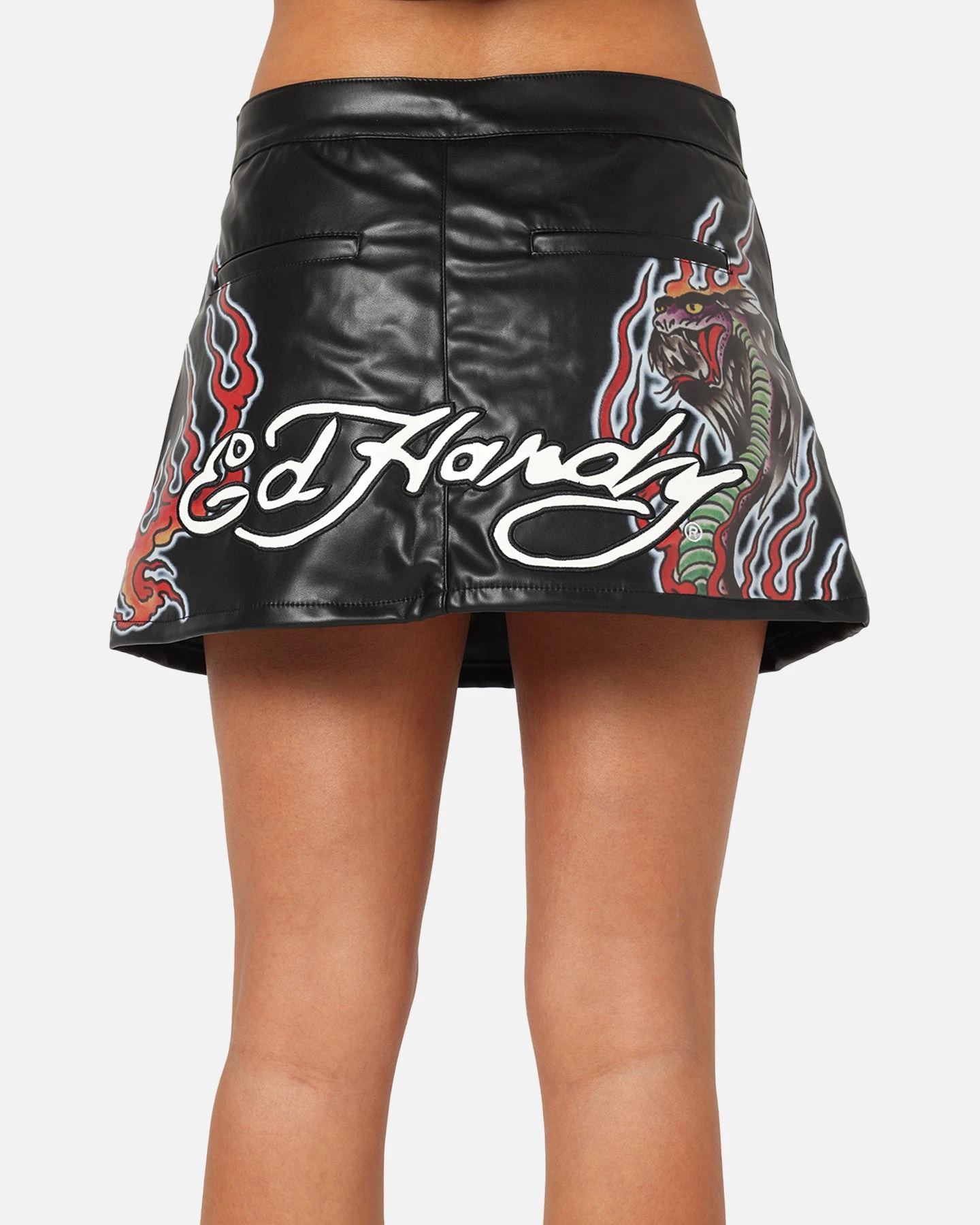 Ed Hardy Women's Vegan Leather Biker Mini Skirt Black 10 Ed Hardy Women's Vegan Leather Biker Mini Skirt Black - Image 8