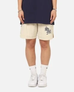 Saint Morta Gothic Monogram Nylon Shorts Dirty Blonde