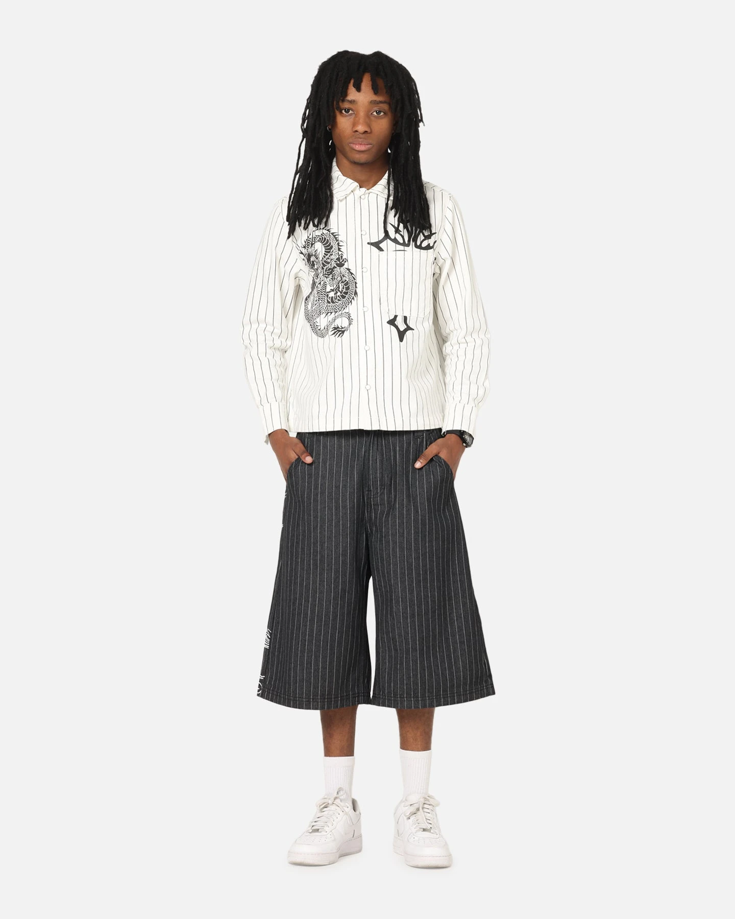 Ed Hardy Shinjuku Jorts Black Pinstripe 4 Ed Hardy Shinjuku Jorts Black Pinstripe - Image 2