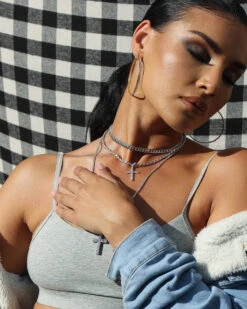 Saint Morta Iced Mini Cross Pendant Iced White Gold