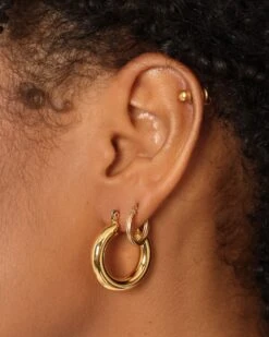Raising Hell Staple Gold Hoop Earrings Gold