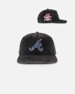 New Era Atlanta Braves 'Washed Corduroy Golfer' Pre-Curved Golfer Snapback Washed Black